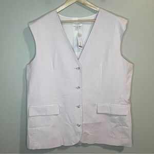 TOPSHOP Soft Lavender Co-ord Linen-blend Oversized Waistcoat Vest 14